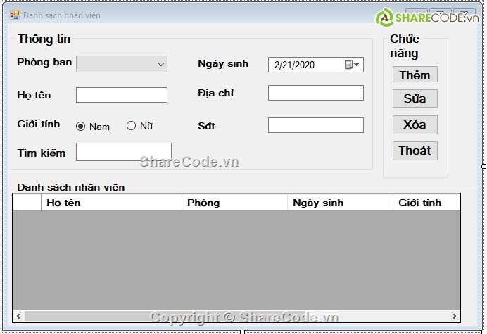 code winform C#,công trình,Quản lý công trình,quản lý nhân viên